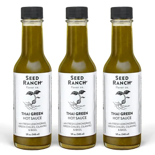 Miniatura 9 de Seed Ranch - Salsa tailandesa caliente, paquete de 3 – picante – Pimienta verde Carolina Reaper, salsa picante gourmet orgánica – Vegana, sin OMG