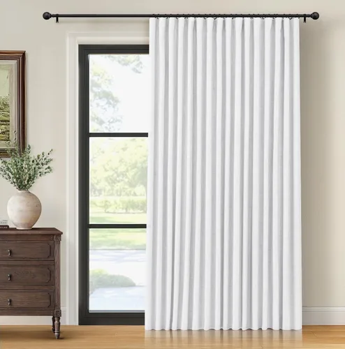 Miniatura 11 de INOVADAY Cortinas térmicas para puerta corredera 100% opacas para dormitorio, cortinas de puerta corrediza de vidrio extra anchas para patio, lino