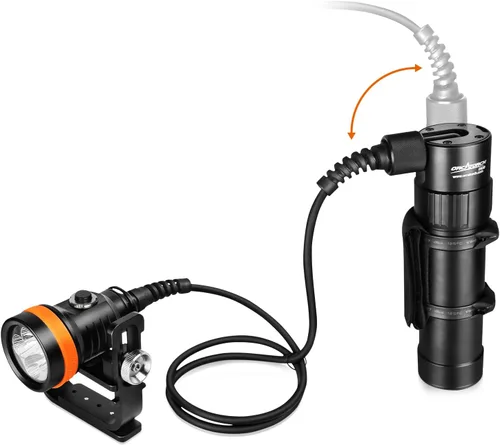 ORCATORCH D630 V2.0 4600 Lumen 5 LED importados LED Primary Canister Dive Light con 7° Super Focus Beam, recto/lateral montado y Backmount Técnico