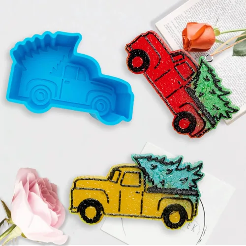 Miniatura 5 de Moldes de silicona Freshie para árbol de Navidad, Rifanda Car Freshie para cuentas aromáticas, frescos de automóvil, velas de jabón, cera de yeso