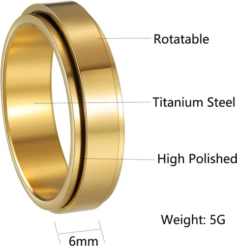 Miniatura 19 de Anillos giratorios para la ansiedad para hombre, anillos clásicos de cadena para mujeres y adultos, anillo de acero de titanio