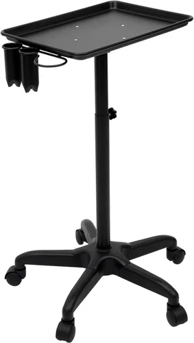 Carrito de bandeja de salón rodante – Carrito móvil de almacenamiento de herramientas médicas para tatuajes de altura ajustable, para peluquería,