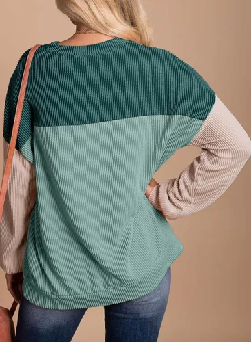 Miniatura 2 de Dokotoo Camisas de manga larga con cuello redondo y bloque de color para mujer, a la moda 2024