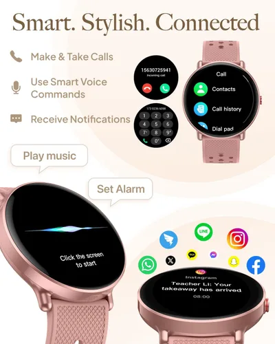 Miniatura 2 de Reloj inteligente para mujeres y hombres, para Android iOS con monitor de sueño y calorías, podómetro, rastreador de fitness, llamada Bluetooth