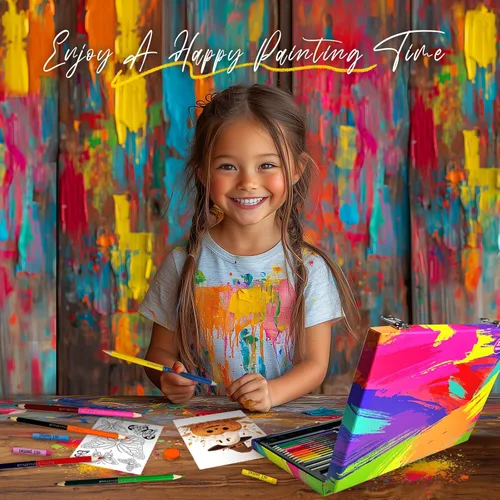 Miniatura 3 de Cokiki Kit de arte de 184 piezas para niños de 6 a 12 años, juego de dibujo definitivo con pasteles al óleo, crayones, pasteles de acuarela y bloc
