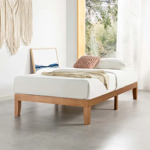 Mellow Naturalista Classic - Cama de plataforma de madera maciza de 12 pulgadas con listones de madera, tamaño individual XL, pino natural Natural