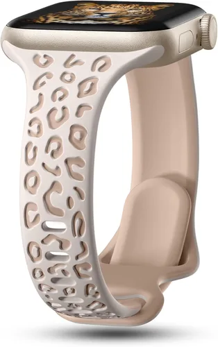 Miniatura 11 de CreateGreat Correas Delgadas con Grabado de Leopardo Compatibles con Apple Watch de 41mm 40mm 38mm 49mm 46mm 45mm 44mm 42mm para Mujeres, Correa
