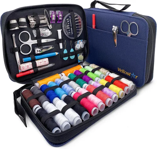 Miniatura 16 de Kit de costura para adultos con suministros y accesorios de costura, kit de costura a mano básico para pequeñas reparaciones, kit de costura