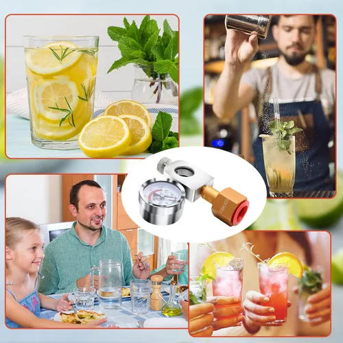 Miniatura 6 de Adaptador de recarga de CO2 para refrescos, adaptador de llenado con manómetro y válvula de alivio de presión, recarga de corriente para Soda