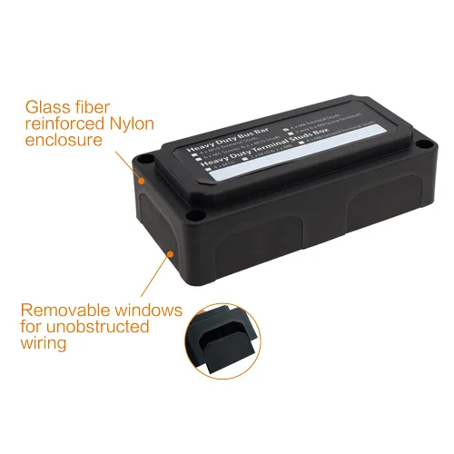 Miniatura 2 de IZTOSS Barra de autobús de 12 V, resistente al agua, bloque de distribución de energía con 4 pernos de terminal de 5/16 pulgadas (M8), barra de bus