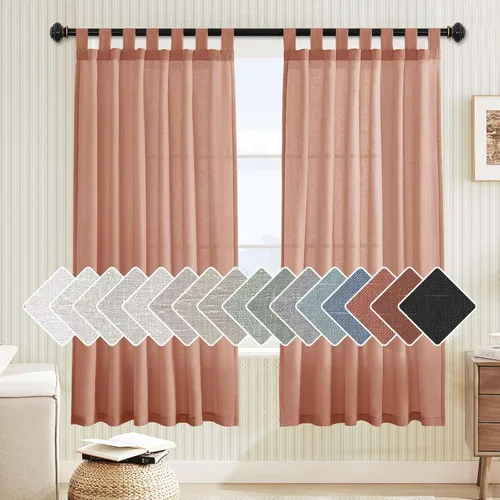 Miniatura 22 de H.VERSAILTEX Cortinas aireadas mezcladas de lino natural con pestaña superior para sala de estar, decoración del hogar, material suave y rico que