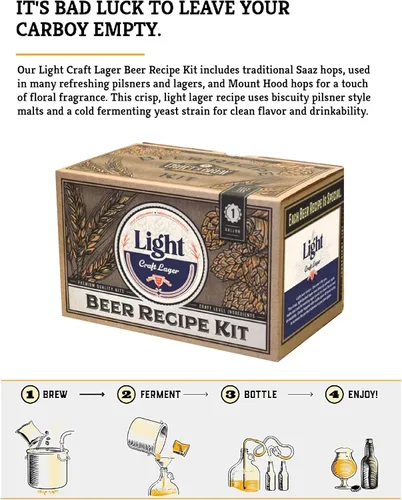 Miniatura 5 de Kit de recetas Craft A Brew - Recarga de Lager ligera - 1 galón - Ingredientes para elaboración de cerveza en casa Light Lager