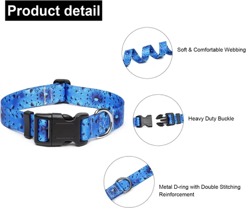 Miniatura 133 de Mercano Collar ajustable para perro, patrones de diseño especial, nailon suave, cómodo y resistente, collar para mascotas para perros pequeños