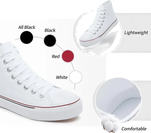 Miniatura 3 de yageyan Tenis de lona y de caña alta para mujer, con cordones, a la moda, casuales, clásicos