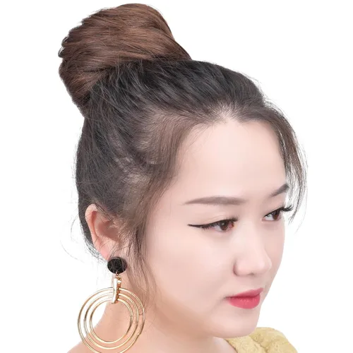 Miniatura 3 de Moños para el cabello, 2 unidades, color marrón, moño falso, para el lugar de trabajo, nupcial, boda, pelo updo para mujeres y abuelas