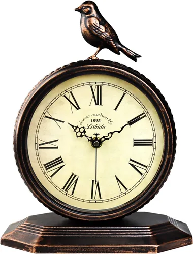 Reloj de escritorio para dormitorio, cocina, reloj de mesa vintage, mantel de escritorio, granja, mesa, reloj de metal para oficina, sala de estar,