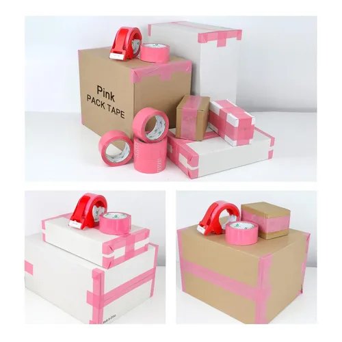 Miniatura 3 de BOMEI PACK Cinta de embalaje rosa con dispensador, 2.4 mil 1.88 pulgadas x 60 yardas, 6 rollos de repuesto de cinta de caja de color para mudanza