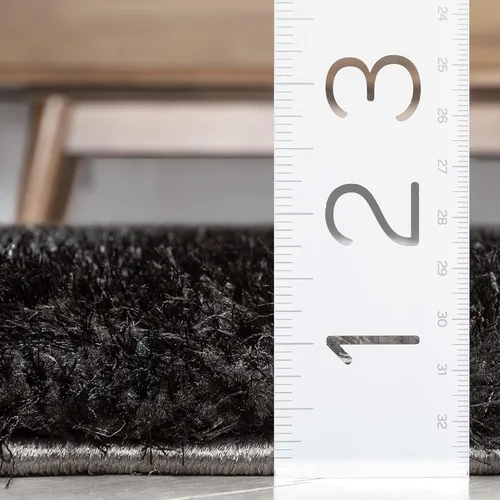 Miniatura 7 de Well Woven Luze - Alfombra geométrica de felpa suave y gruesa con textura 3D, color negro, 2 x 7 pies (2 pies 3 pulgadas x 7 pies 3 pulgadas)