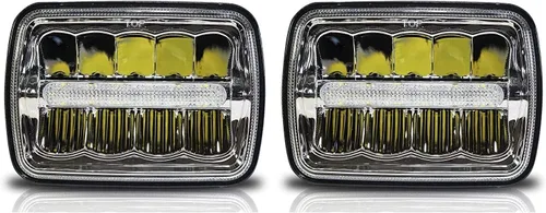 Miniatura 5 de 7 x 6 – Faros delanteros, luz de ledes, HID, transparentes, sellados, con DRL, 7 pulgadas x 6 pulgadas, 5 x 7.