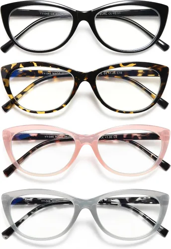 Miniatura 9 de EYEURL Lentes de lectura con diseño de ojo de gato para mujer, bloqueo de luz azul, paquete de 4 unidades, para lectura a la moda, antifatiga