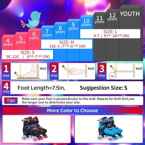 Miniatura 6 de Nattork Patines de Ruedas para Niños y Niñas, Patines Cuádruples de 4 Tallas Ajustables para Niños con Ruedas que se Iluminan - Maravilloso Regalo