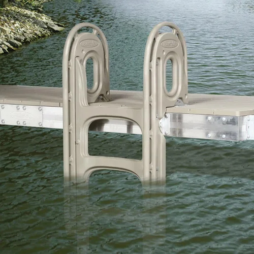 Miniatura 4 de PlayStar Escalera de muelle ajustable de resina ajustable para uso en muelles estacionarios, enrollables o flotantes