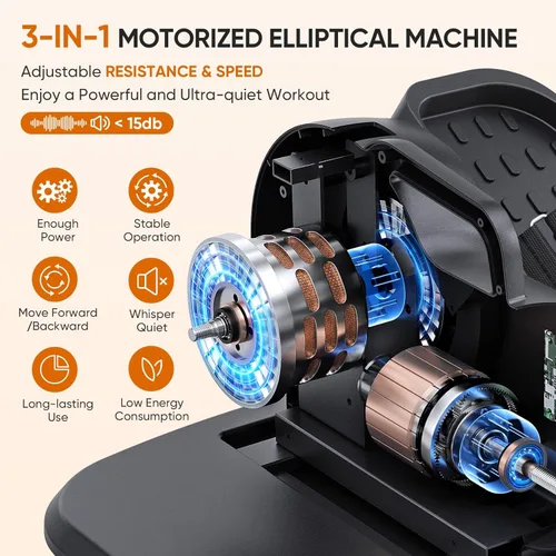Miniatura 3 de Dripex Máquina elíptica para debajo del escritorio, 3 en 1, ejercitador eléctrico de piernas de elipse, como se ve en la televisión, 10 velocidades