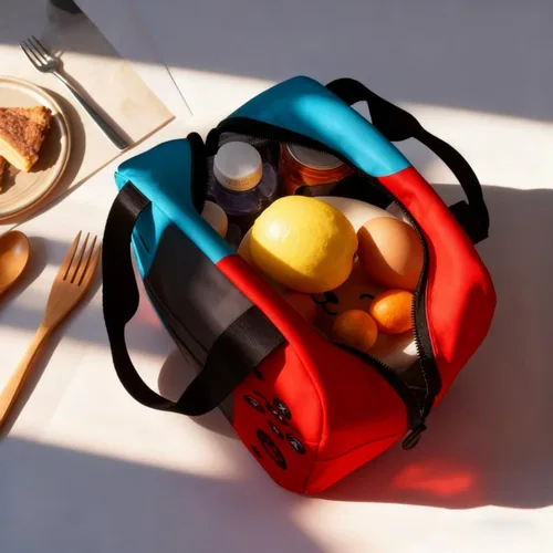 Miniatura 5 de Bolsa de almuerzo, fiambreras, reutilizable, juegos, aislada, portátil, unisex, a prueba de fugas, bolsa de refrigerador, bolsa de mano (rojo, azul)