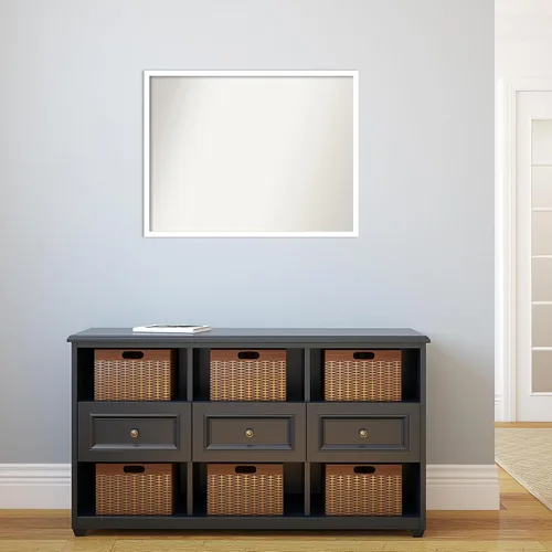 Miniatura 194 de Amanti Art Espejo de baño blanco para sobre el fregadero, 32 x 45 pulgadas, espejo de tocador rectangular blanco esbelto, marco de madera moderno