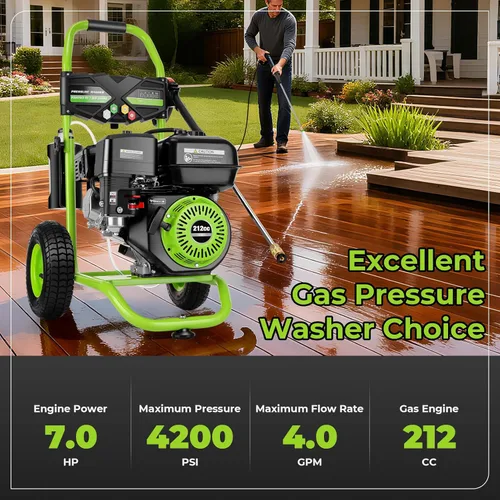 Miniatura 2 de Lavadora a presión de 4200 PSI, lavadora a gas de 4.0 GPM, lavadora a gas de 212 cc, lavadora comercial de alta presión con manguera de 25 pies y 5
