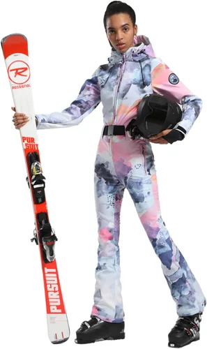 Miniatura 111 de GSOU SNOW Traje de esquí para mujer, traje de nieve delgado de una pieza, chaqueta de nieve, impermeable, resistente al viento, deportes al aire