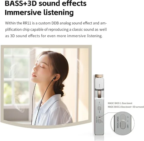 Miniatura 9 de FiiO RR11 Receptor de radio estéreo portátil HiFi FM con sintonización analógica PVR, efectos de sonido BASS+3D, 64MHz-108MHz