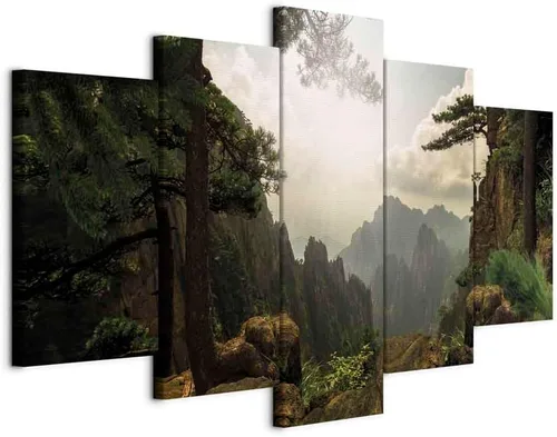 Miniatura 20 de artgeist Lienzo acústico para pared, diseño de montañas de la naturaleza, 80 x 40 pulgadas, 5 piezas con impresión de sonido de espuma acústica