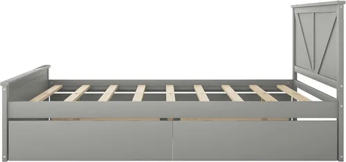 Miniatura 7 de Anwick Cama de plataforma de madera con 4 cajones de almacenamiento, base de cama de plataforma de madera maciza con cabecera y patas de apoyo
