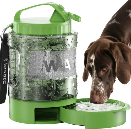 Miniatura 10 de lesotc Botella de agua de viaje para perros portátil con cuenco extraíble, dispensador de agua de viaje grande de 77 onzas para perros, artículos