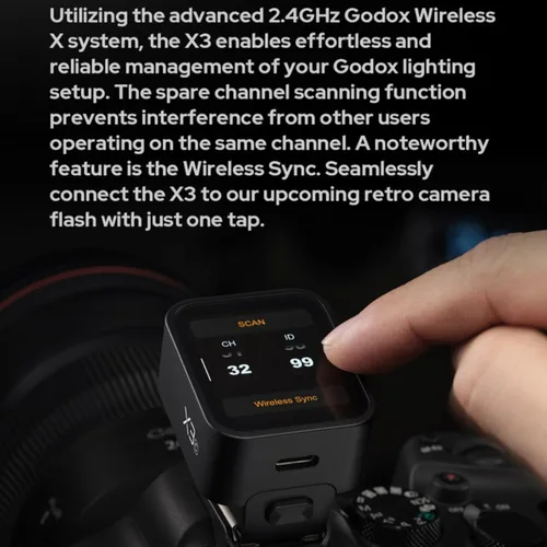 Miniatura 7 de Godox X3-F X3F X3 F Pantalla táctil TTL Disparador de flash inalámbrico para Fuji, 2.4 GHz inalámbrico, sincronización de alta velocidad, pantalla