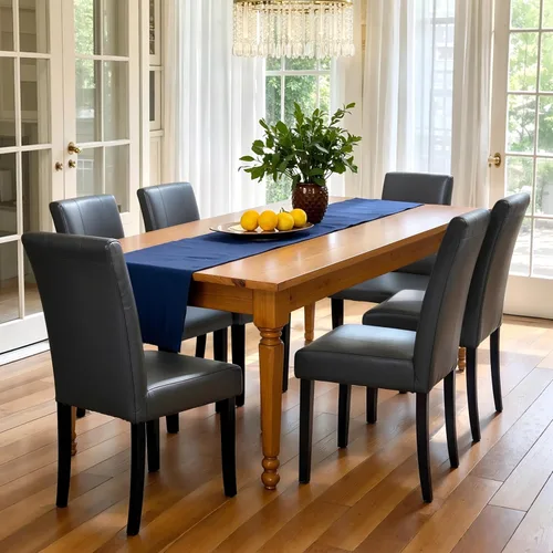 Miniatura 54 de CHUN YI Juego de 4 sillas de comedor tapizadas de piel sintética con ribete de cabeza de clavo y patas de madera, sillas laterales Parsons modernas
