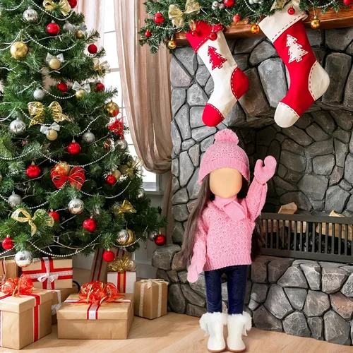 Miniatura 4 de Bencailor 6 Piezas Ropa y Accesorios para Muñecas de 18 Pulgadas de Navidad Conjunto de Atuendos Navideños Suéteres Pantalones Sombreros Zapatos