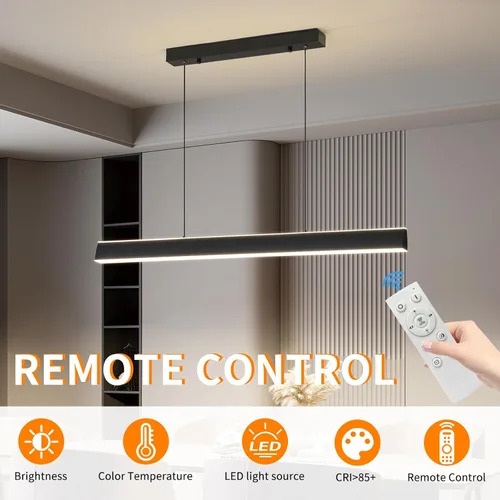 Miniatura 7 de Lámpara de araña moderna, lámpara colgante LED de 39 pulgadas con control remoto de 3000 a 6500 K, temperatura de color ajustable, lámpara