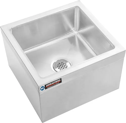 Miniatura 8 de DuraSteel Fregadero de fregona de acero inoxidable con drenaje de fregadero/colador - Certificado NSF - 24 pulgadas de ancho x 24 pulgadas de largo