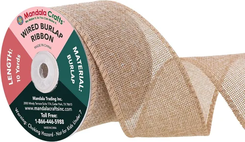 Miniatura 33 de Mandala Crafts Cinta de arpillera verde con alambre para corona, cinta de arpillera con alambre verde rústico de yute natural, 1 pulgada de ancho