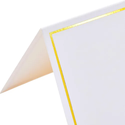 Miniatura 8 de Best Paper Greetings Tarjetas de lugar para mesa – 3.5 x 2 pulgadas plegadas, paquete de 100, blanco y dorado – Tarjetas de nombre de boda para mesa
