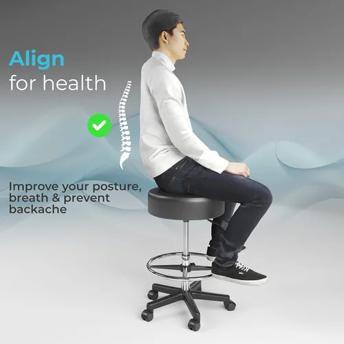 Miniatura 3 de Luxton - Taburete ergonómico con ruedas, doble acolchado y espuma viscoelástica, ajustable para spa, silla de escritorio con silla giratoria