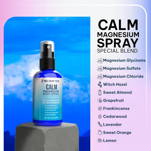 Miniatura 3 de No Crap In It Spray de magnesio calmante Triple Magnesio Potencia: Cloruro de magnesio natural, glicinato, sulfato de 4 oz