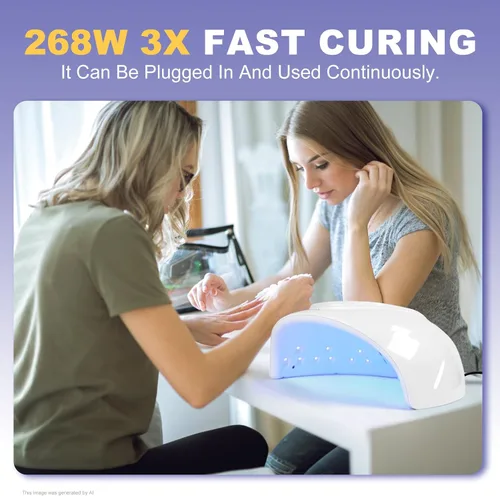 Miniatura 4 de NXJ INFILILA Luz UV de uñas de gel de 268 W, luz UV más rápida para uñas de gel, secador profesional de uñas de curado con flash con 66 cuentas