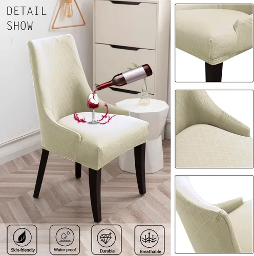 Miniatura 6 de KELUINA - Fundas elásticas para silla con respaldo de alas geométricas rómbicas – Funda protectora reutilizable para silla de brazos, fundas
