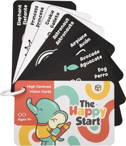 Miniatura 13 de Happy Start Tarjetas de Bebé de Alto Contraste para Recién Nacidos - Tarjetas en Blanco y Negro, Resistentes al Agua, Sin BPA, Tarjetas Educativas