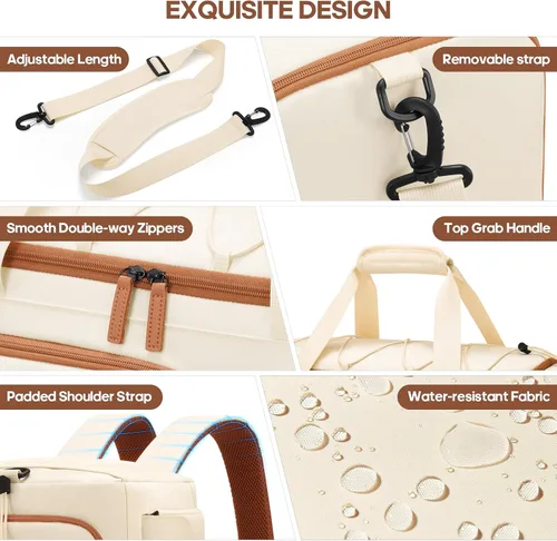 Miniatura 6 de Bolsa de gimnasio para hombres y mujeres con compartimento para zapatos y laptop, bolsa de viaje deportiva 3 en 1, mochila antirrobo para avión