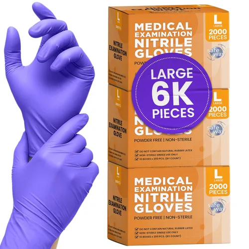Safeway Guantes de examen de nitrilo, 6000 unidades, sin polvo, sin látex, con puntas de los dedos texturizadas, grado médico, alimentos, limpieza y