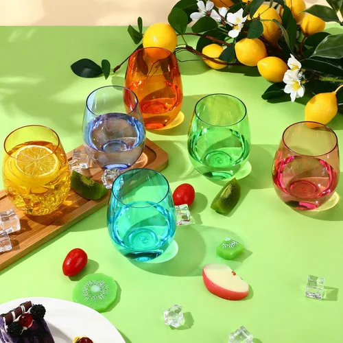 Miniatura 5 de Gerrii Paquete de 12 copas de vino de plástico de 12 onzas sin tallo, a granel, reutilizables, inastillables, para interiores y exteriores